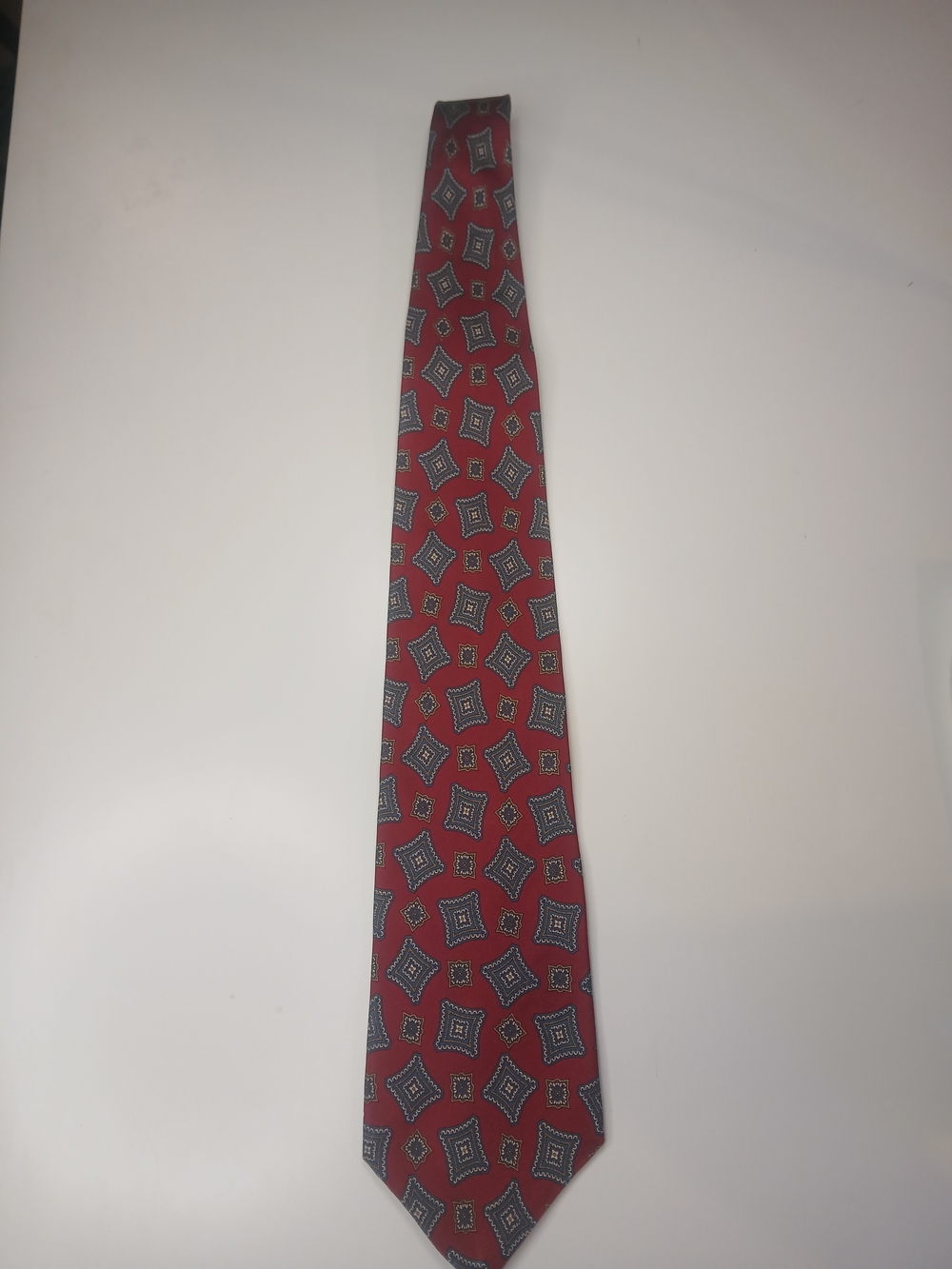 Hardy Amies Red Geometric Silk Tie